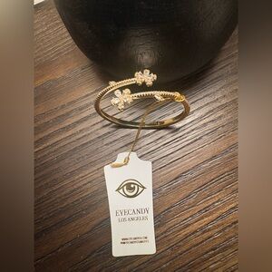 NEW Eye Candy Gold Floral Open Cuff Bracelet